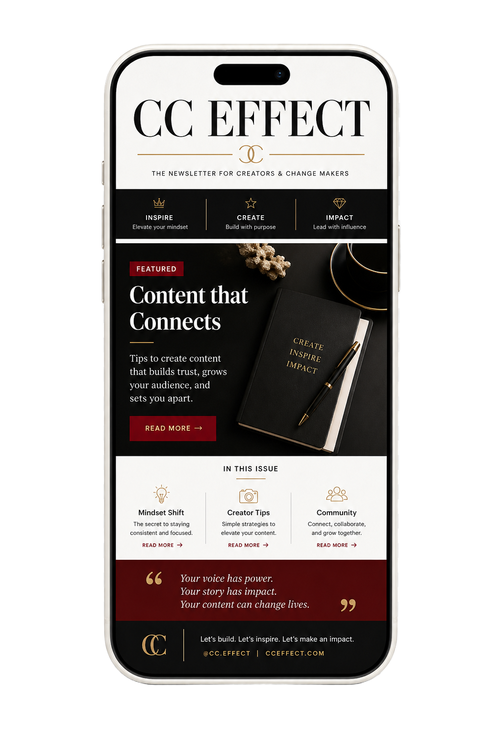 The Leadership Connect email preview on a smartphone